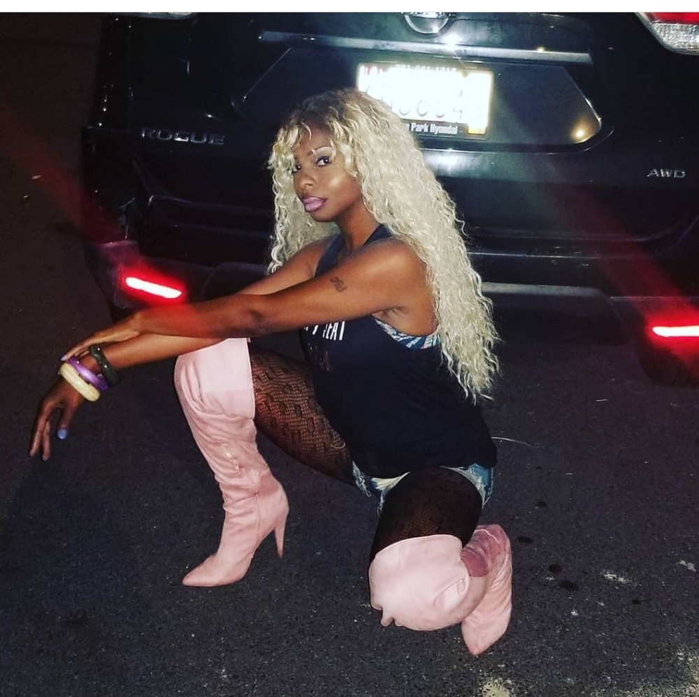 Pink thigh high boots